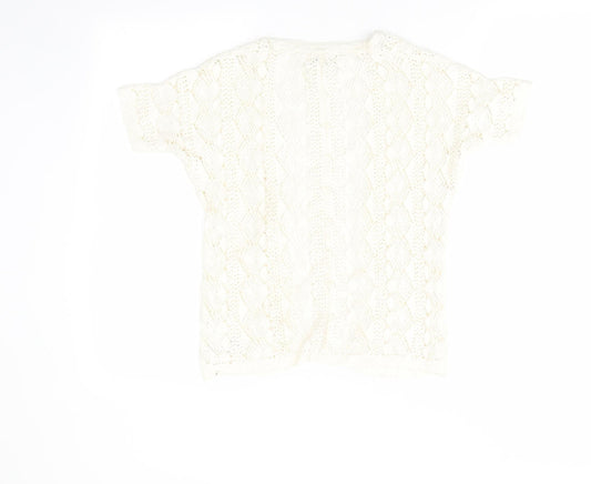 NEXT Girls Ivory Geometric Cardigan Jumper Size 3-4 Years - Longline Cardigan