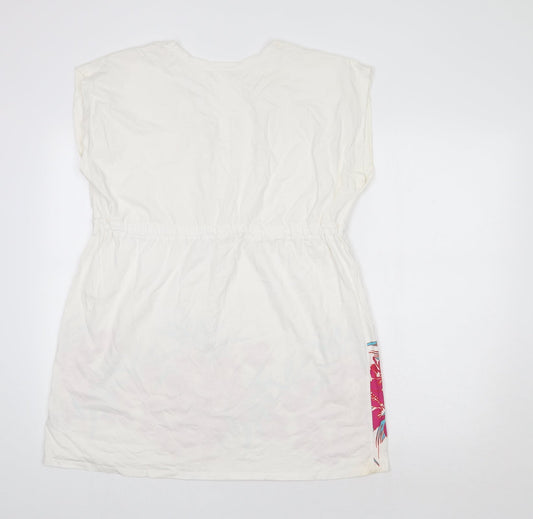 Resort Womens White Floral Tunic Blouse Size 12