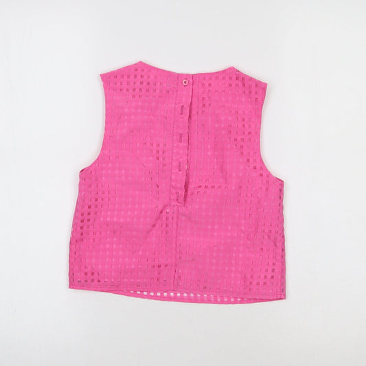 Freespirit Girls Pink Check Cropped Blouse Size 10 Years