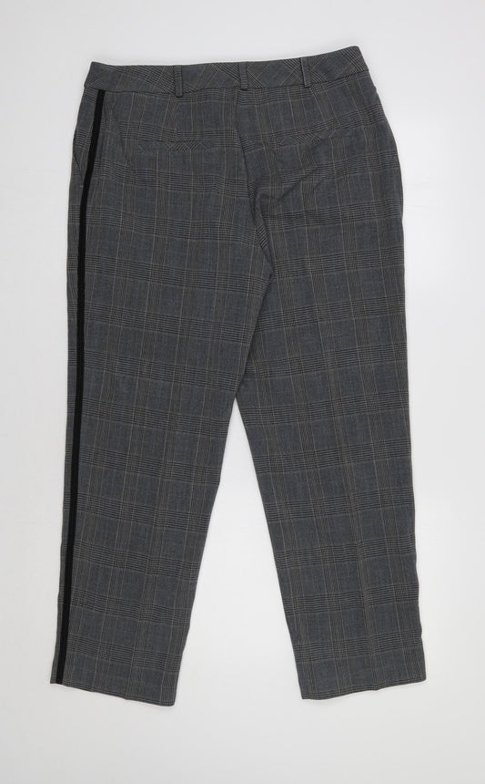 Find Womens Grey Check Trousers Size L L28 in