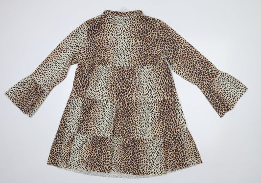 Preworn Womens Beige Animal Print A-Line Size M