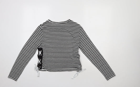 H&M Womens Black Striped Pullover Jumper Size M
