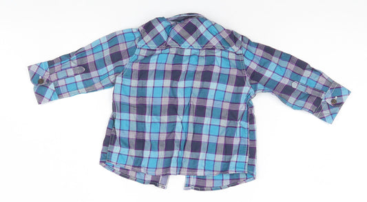 Baker Boys Blue Plaid Basic Button-Up Size 6-9 Months