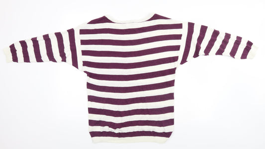 Divided Womens Blue Striped Pullover Jumper Size 8