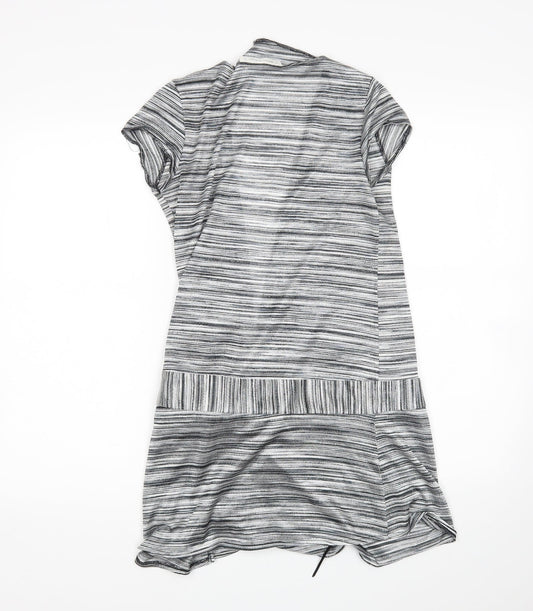 Miss Selfridge Womens Grey Striped Cardigan Jumper Size 12
