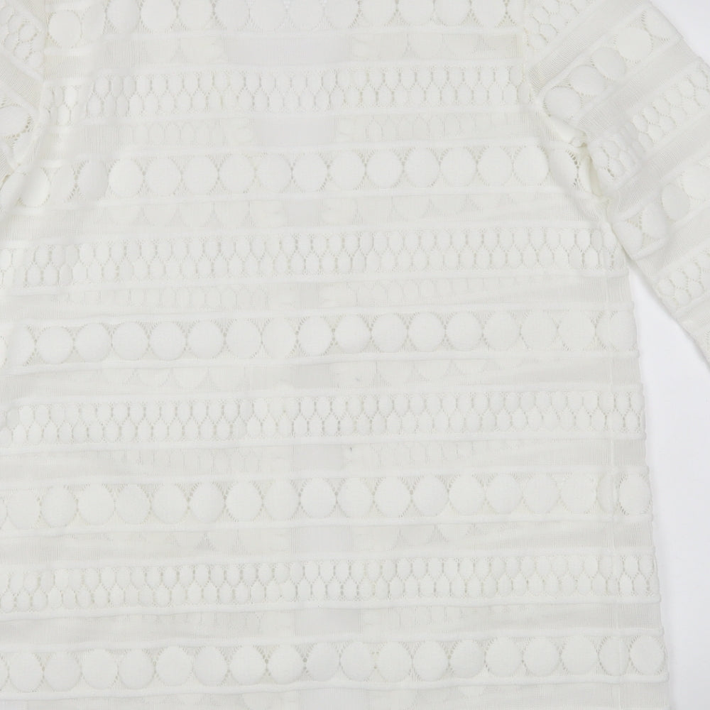 Andrew Yu Womens White Cardigan Jumper Size M