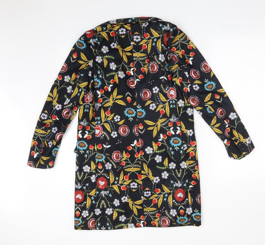 ORDER PLUS Womens Multicoloured Floral Trench Coat Coat Size S