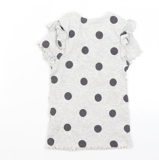 George Girls Green Polka Dot Basic T-Shirt Size 5-6 Years