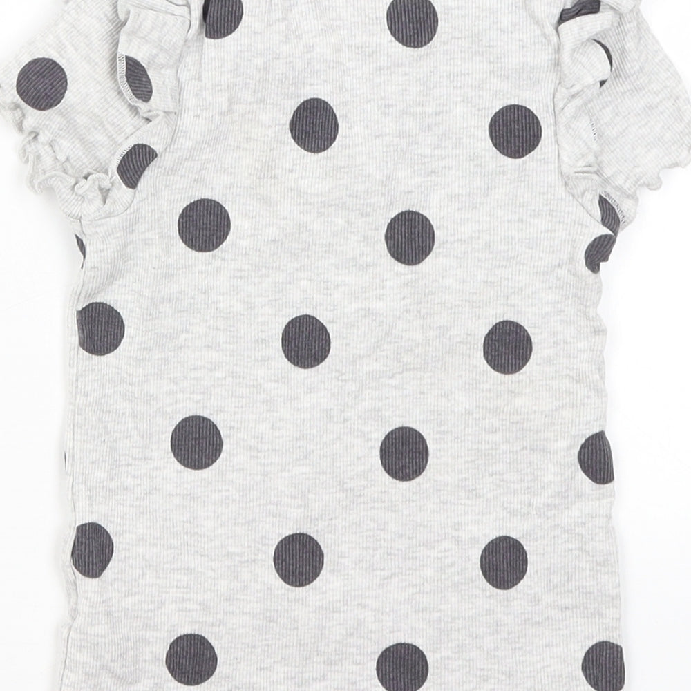 George Girls Green Polka Dot Basic T-Shirt Size 5-6 Years
