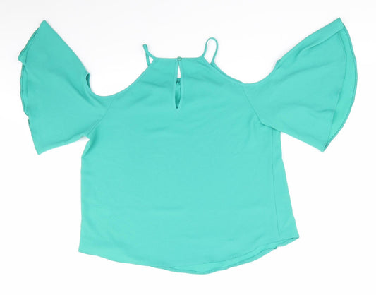 Papaya Womens Green Basic Blouse Size 12 - Cut out shoulders