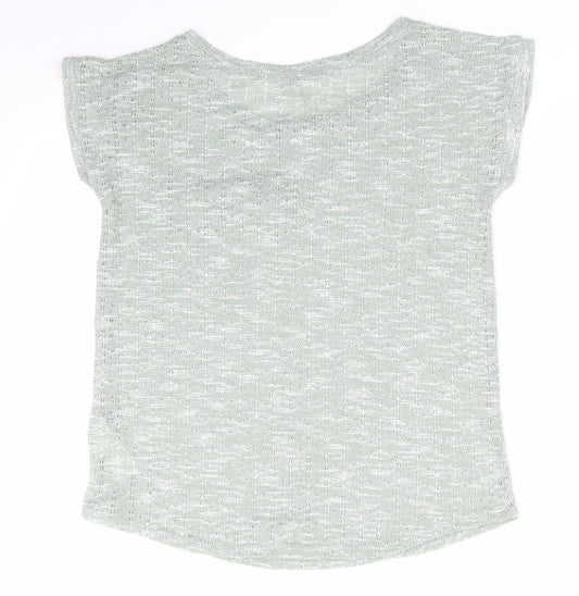New Look Womens Green Pullover Jumper Size 10 - Zip Pocket Green & White mix