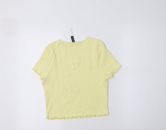 H&M Womens Yellow Cropped Polo Size M