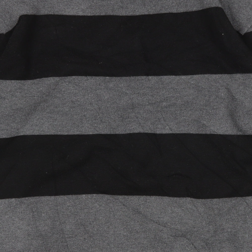 S&H Mens Grey Striped Pullover Jumper Size L