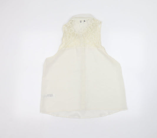 New Look Womens White Basic Button-Up Size 12
