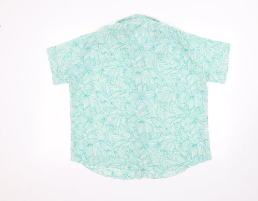 ameranto Womens Green Floral Basic Button-Up Size 18