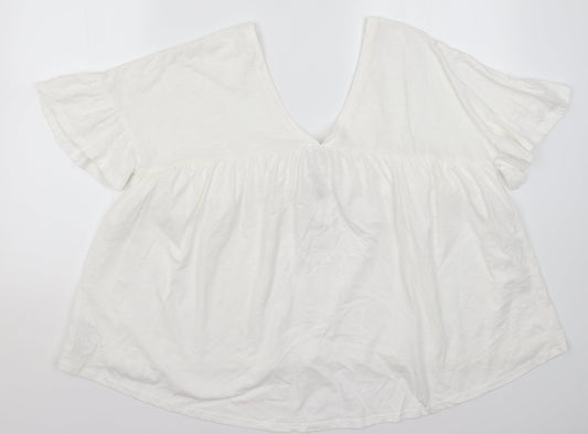 Zara Womens White Cotton Basic Blouse Size S