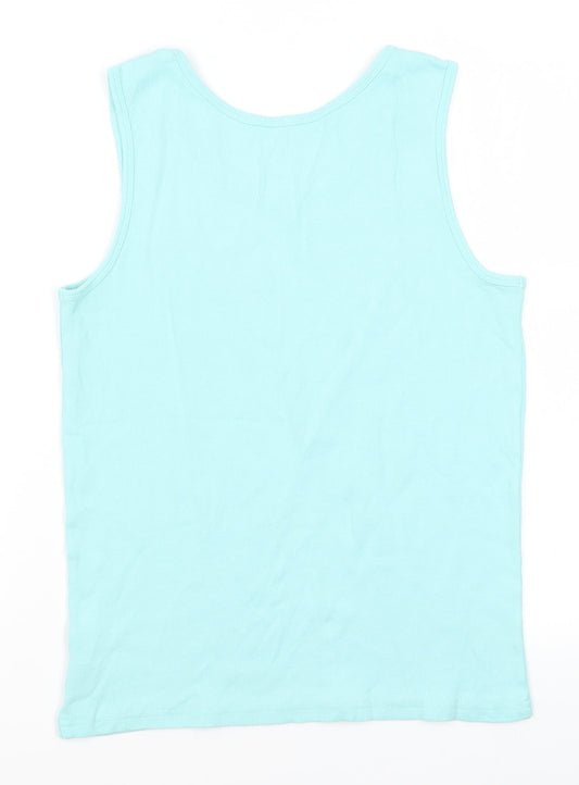 Fresh Produce Womens Blue Cotton Basic Tank Size L