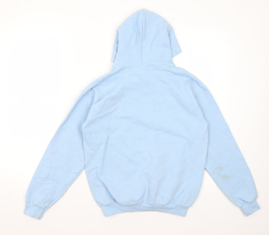 Gildan Girls Blue Cotton Pullover Hoodie Size L