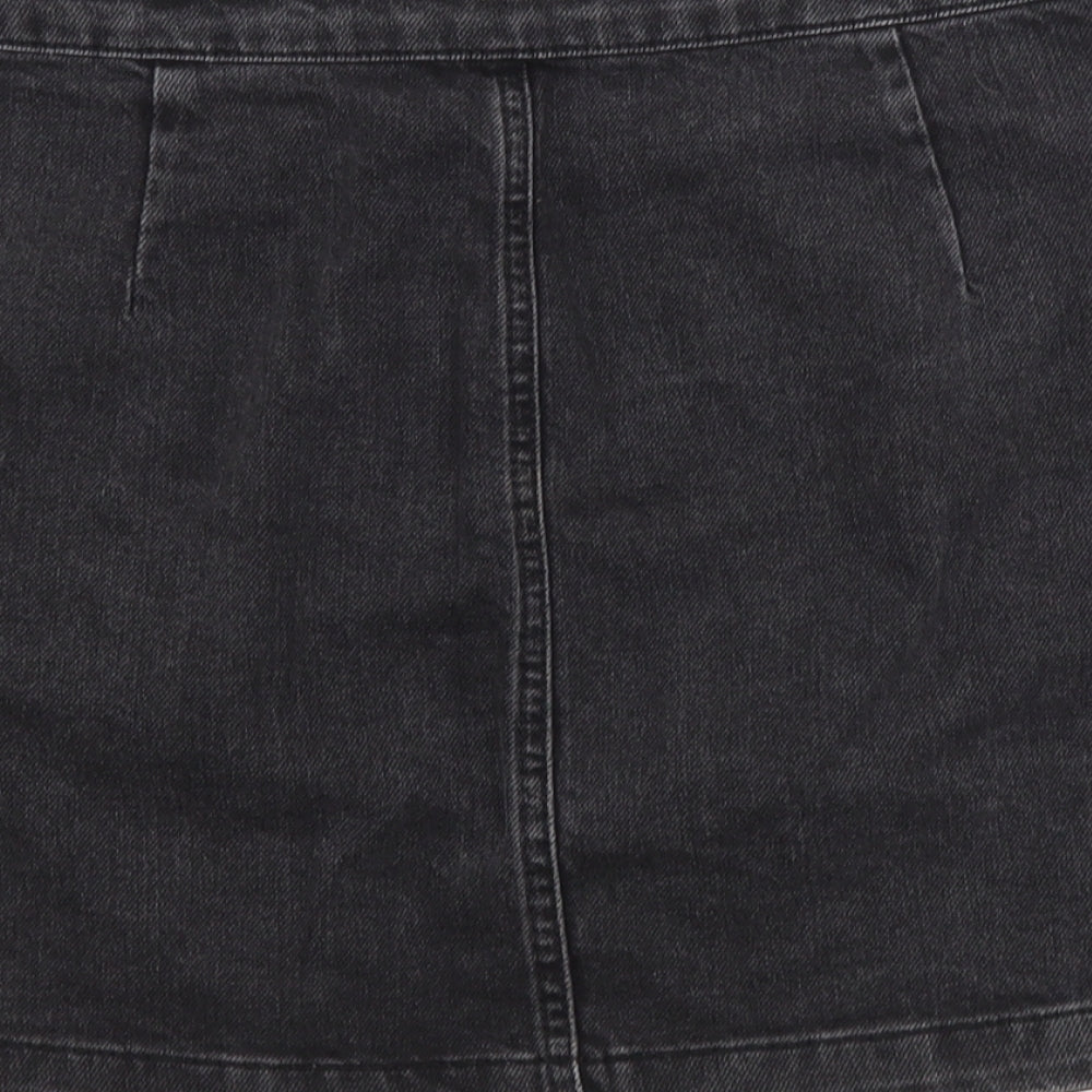 Topshop Womens Grey Cotton A-Line Skirt Size 12