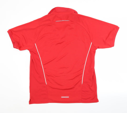 Preworn Mens Red Polyester Jersey Casual Size 38 Collared