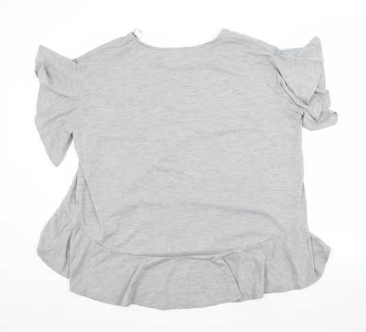 Papaya Womens Grey Polyester Basic Blouse Size 8 Crew Neck