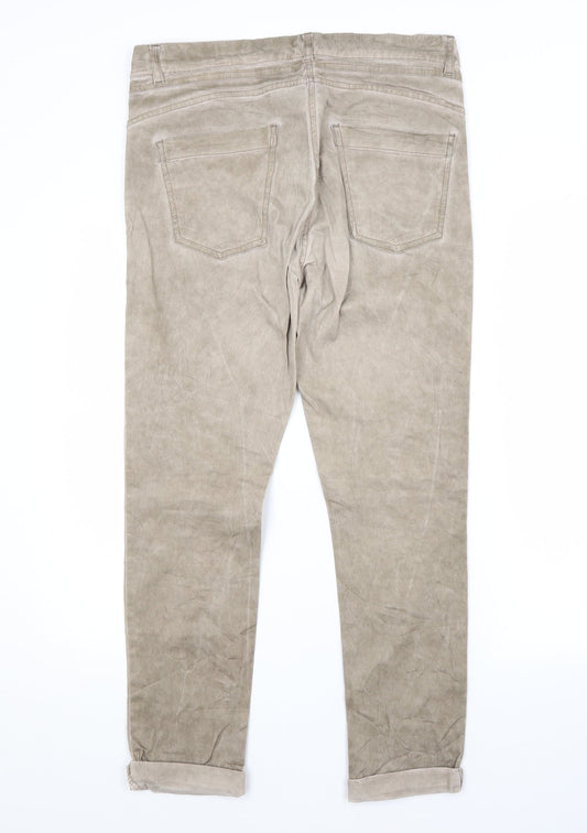 Janina Womens Beige Cotton Straight Jeans Size 10 L26 in Regular