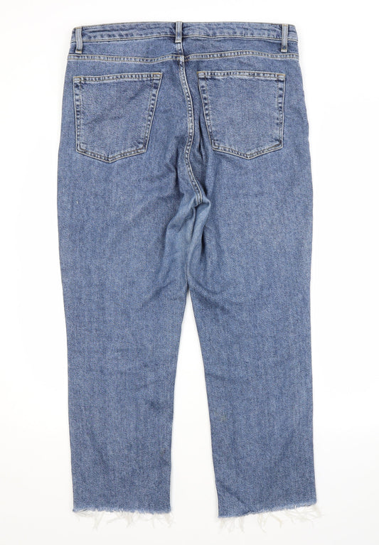 Topshop Womens Blue Cotton Cropped Jeans Size 34 in L30 in Regular