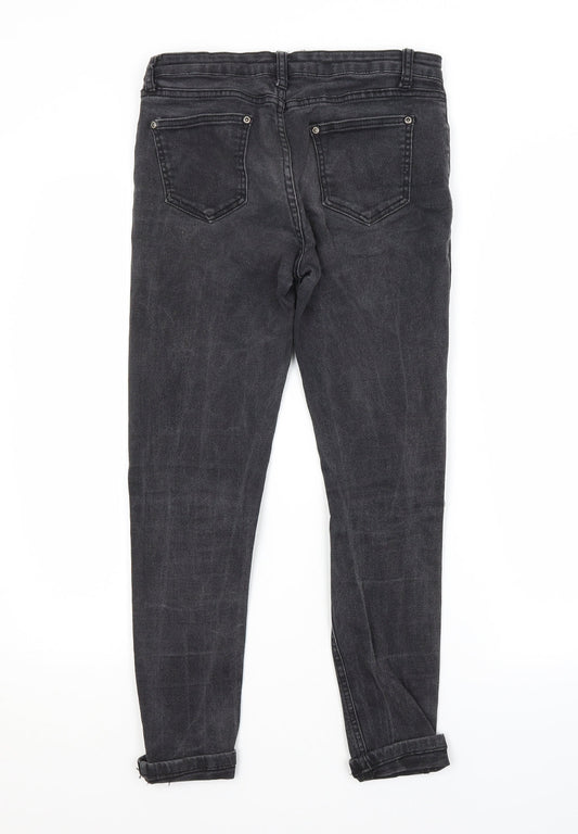 PRETTYLITTLETHING Womens Grey Cotton Skinny Jeans Size 8 L25 in Regular
