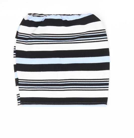 915 Generation Girls Striped Polyester A-Line Skirt Size 10-11 Years Regular - Black Pale Blue White Strips