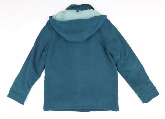 EWM Womens Blue Anorak Coat Size 14 - Teal Colour Soft Feel Removeable Hood Fleece Lined