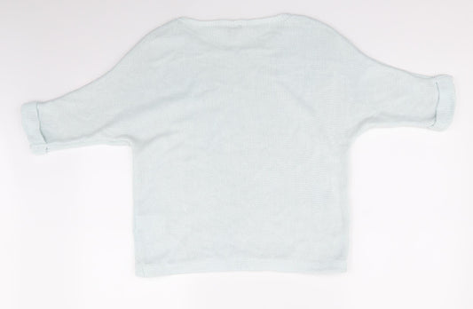 H&M Womens Blue Crew Neck Acrylic Pullover Jumper Size 6 - Pale Blue