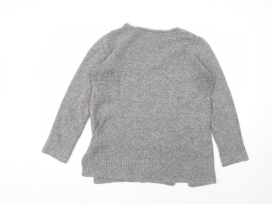 Matalan Womens Grey V-Neck Acrylic Pullover Jumper Size M