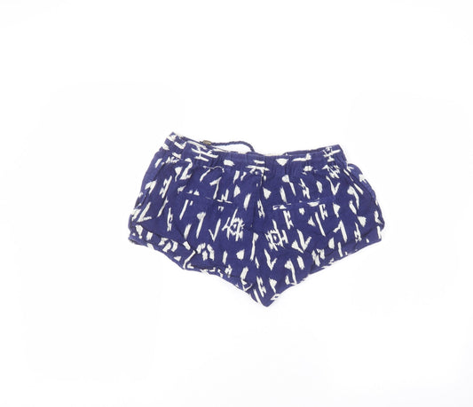 FOREVER 21 Womens Blue Linen Hot Pants Shorts Size M Regular