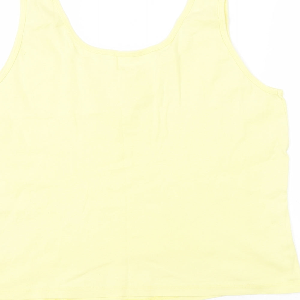 BHS Womens Yellow Cotton Basic Tank Size 20 Round Neck