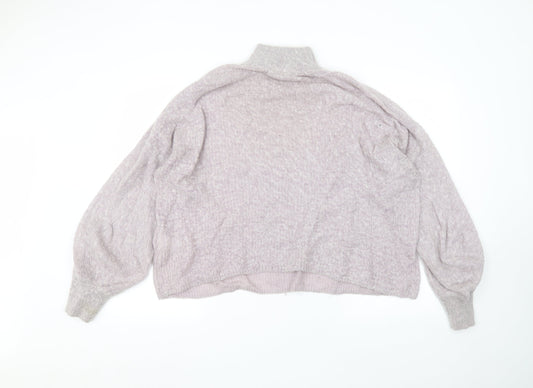Warehouse Womens Purple Round Neck Acrylic Pullover Jumper Size L
