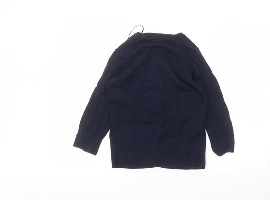 Debinhams Womens Blue Round Neck Cotton Cardigan Jumper Size 10