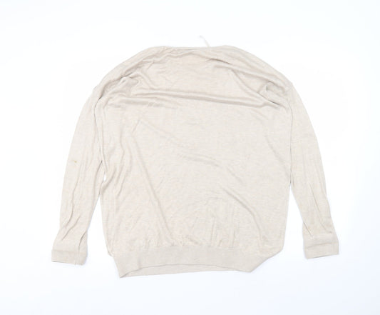 Wallis Womens Beige Round Neck Viscose Pullover Jumper Size M
