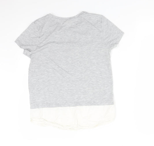H&M Womens Grey Cotton Basic T-Shirt Size XS Round Neck