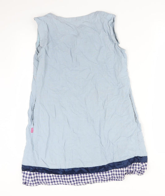 BUMPS Womens Blue Check Basic T-Shirt Size M Round Neck