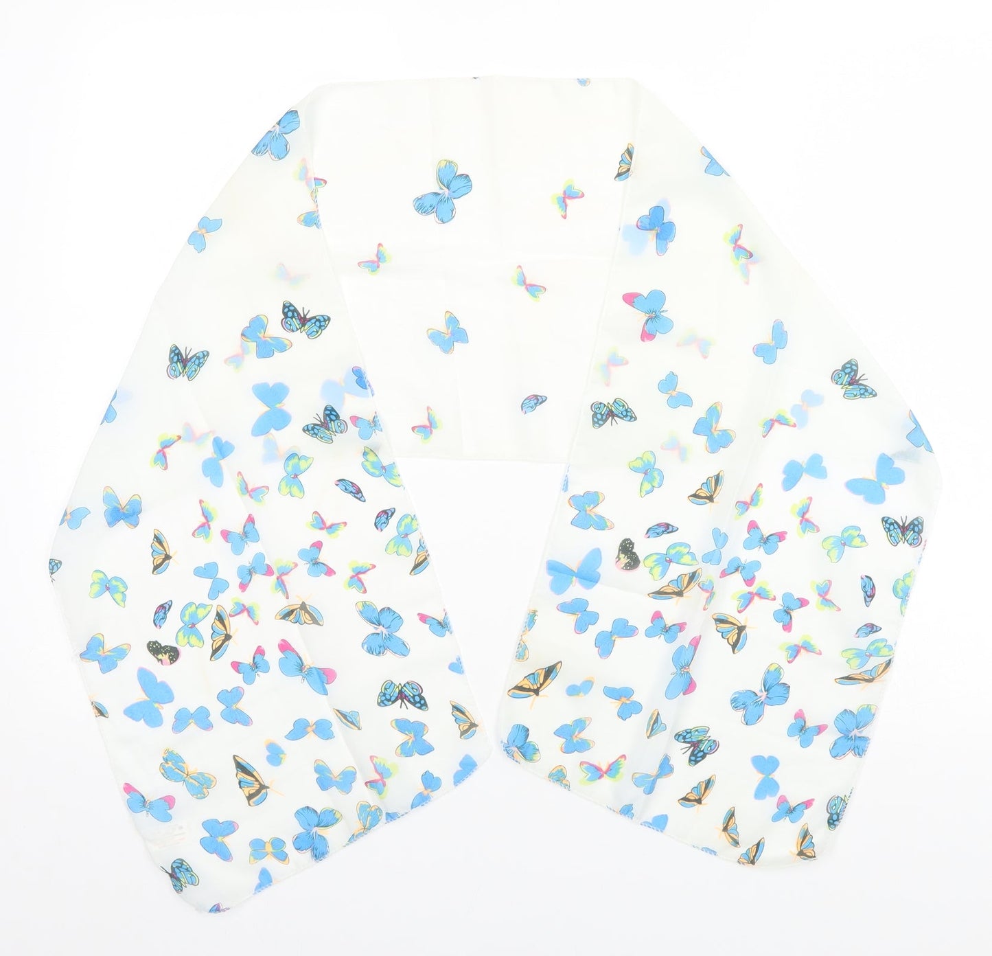 Poreworn Womens White Animal Print Polyester Scarf - Butterflies