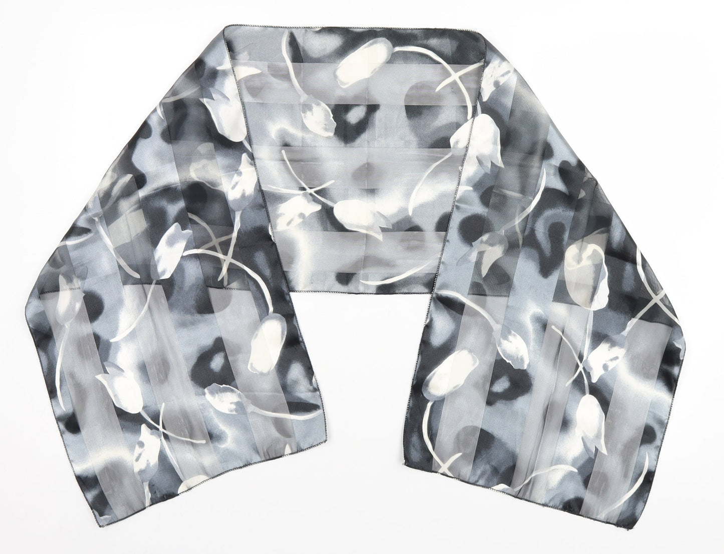 Preworn Unisex Grey Floral Scarf