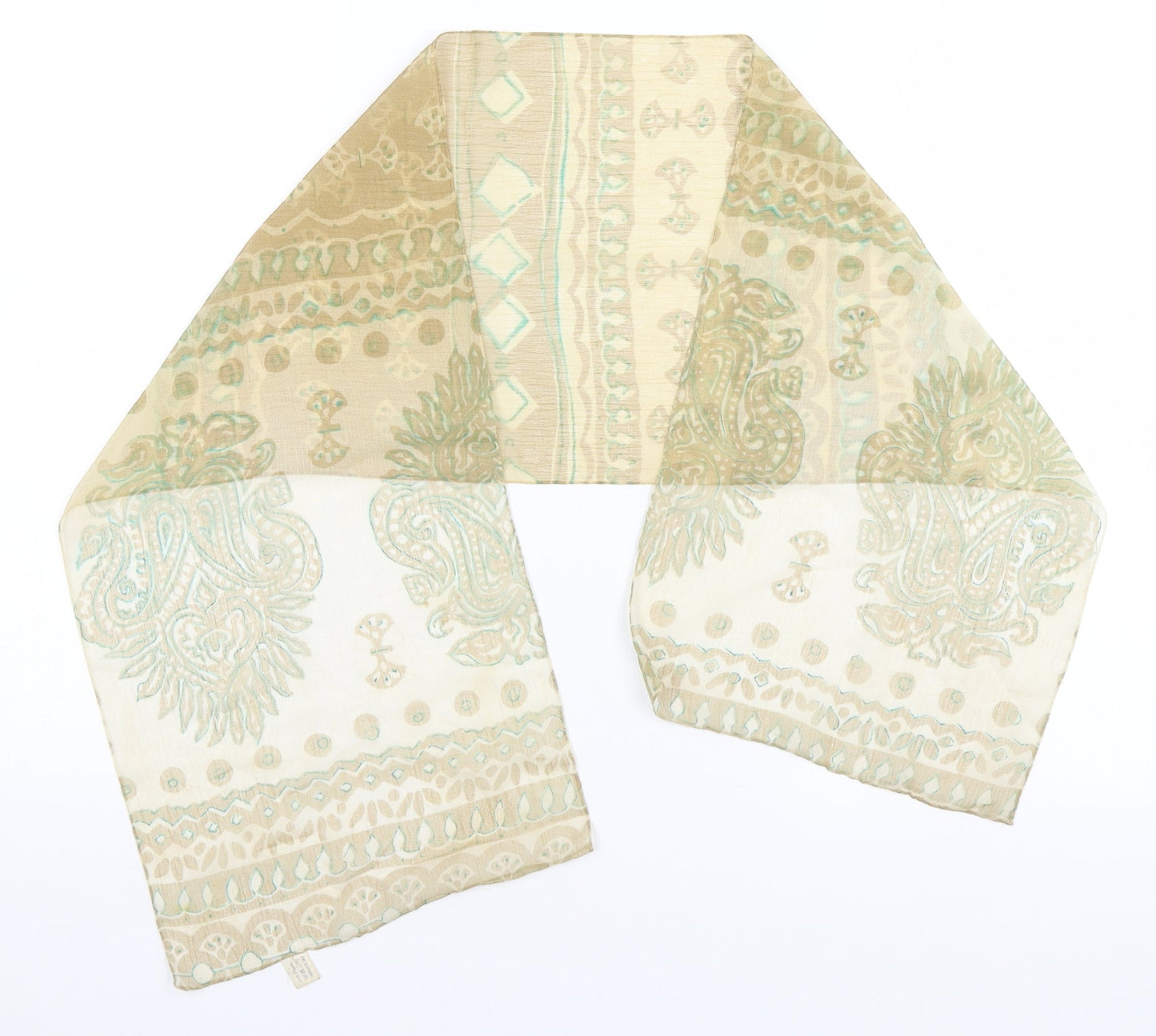 Preworn Unisex Beige Paisley Polyester Scarf