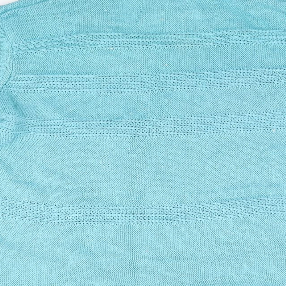 BM Womens Blue High Neck Cotton Full Zip Jumper Size M
