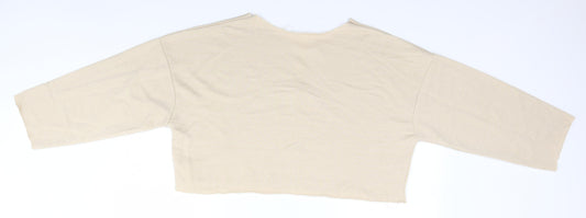 Missguided Womens Beige Round Neck Polyester Pullover Jumper Size 12