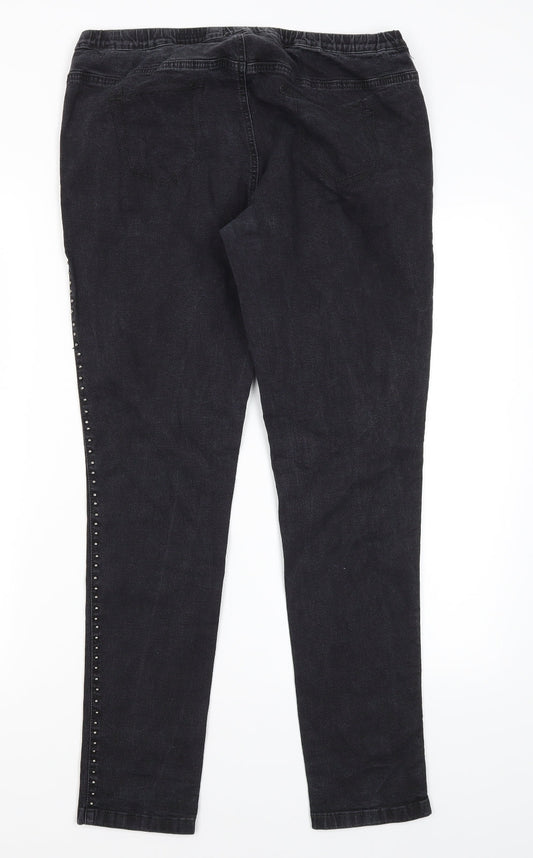 Authentic Denim Womens Grey Cotton Skinny Jeans Size 16 L29 in Regular