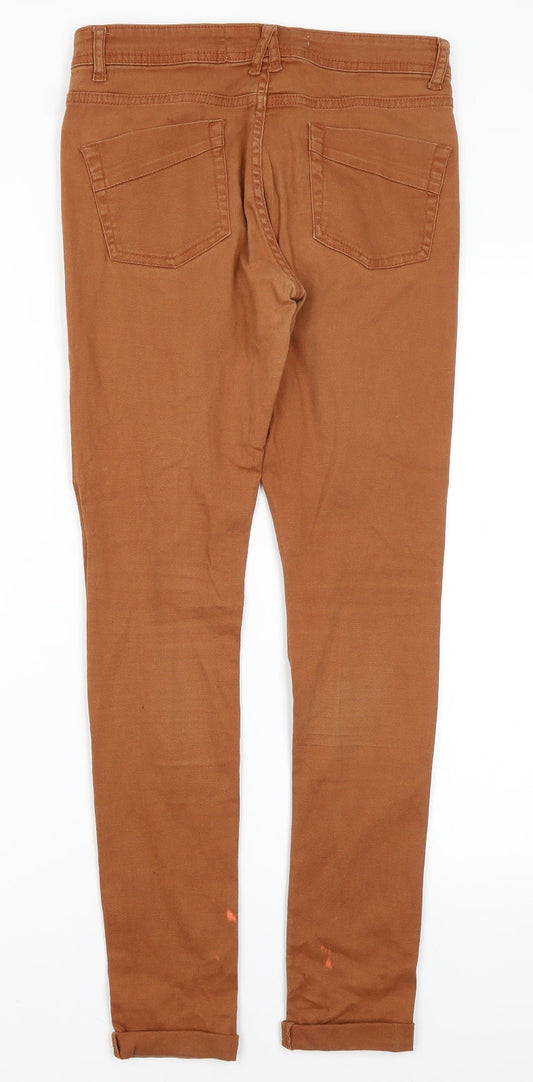 Urban Bliss Womens Brown Cotton Trousers Size 10 L28 in Regular