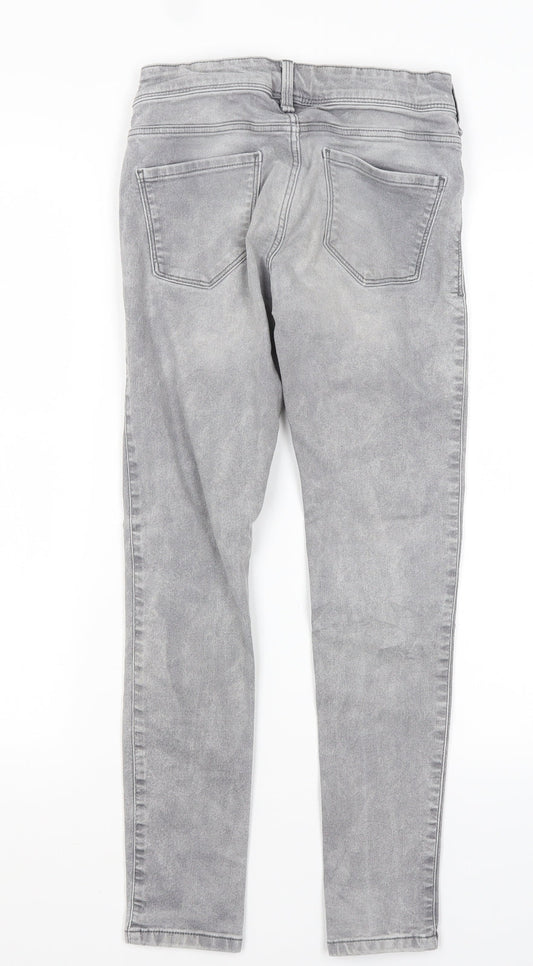 Here & There Girls Grey Cotton Skinny Jeans Size 12 Years L25 in Regular