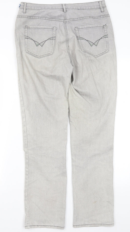 Vianni Womens Grey Cotton Straight Jeans Size 10 L29 in Regular