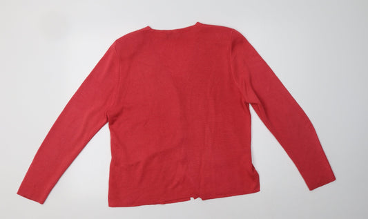 Doyca Womens Pink V-Neck Acrylic Cardigan Jumper Size 14
