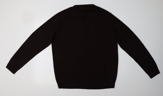 F&F Mens Purple Collared Acrylic Pullover Jumper Size XL